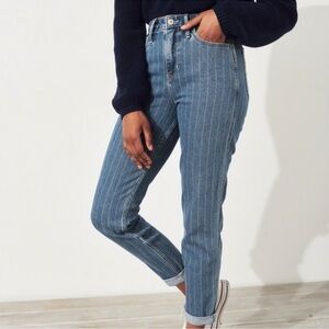 Hollister Women’s Striped Ultra High Rise Vintage Stretch Mom Jeans Sz 15 / 32in